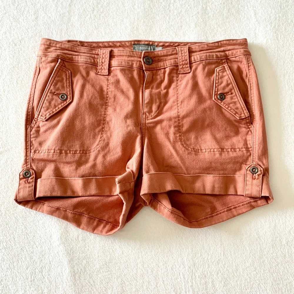 Torrid Utility Cargo Shorts Women Size 12 Coral Pink Stretch Cotton Twill Cuffed